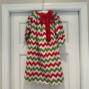 Chevron Pattern Kids Casual Dress with Bow